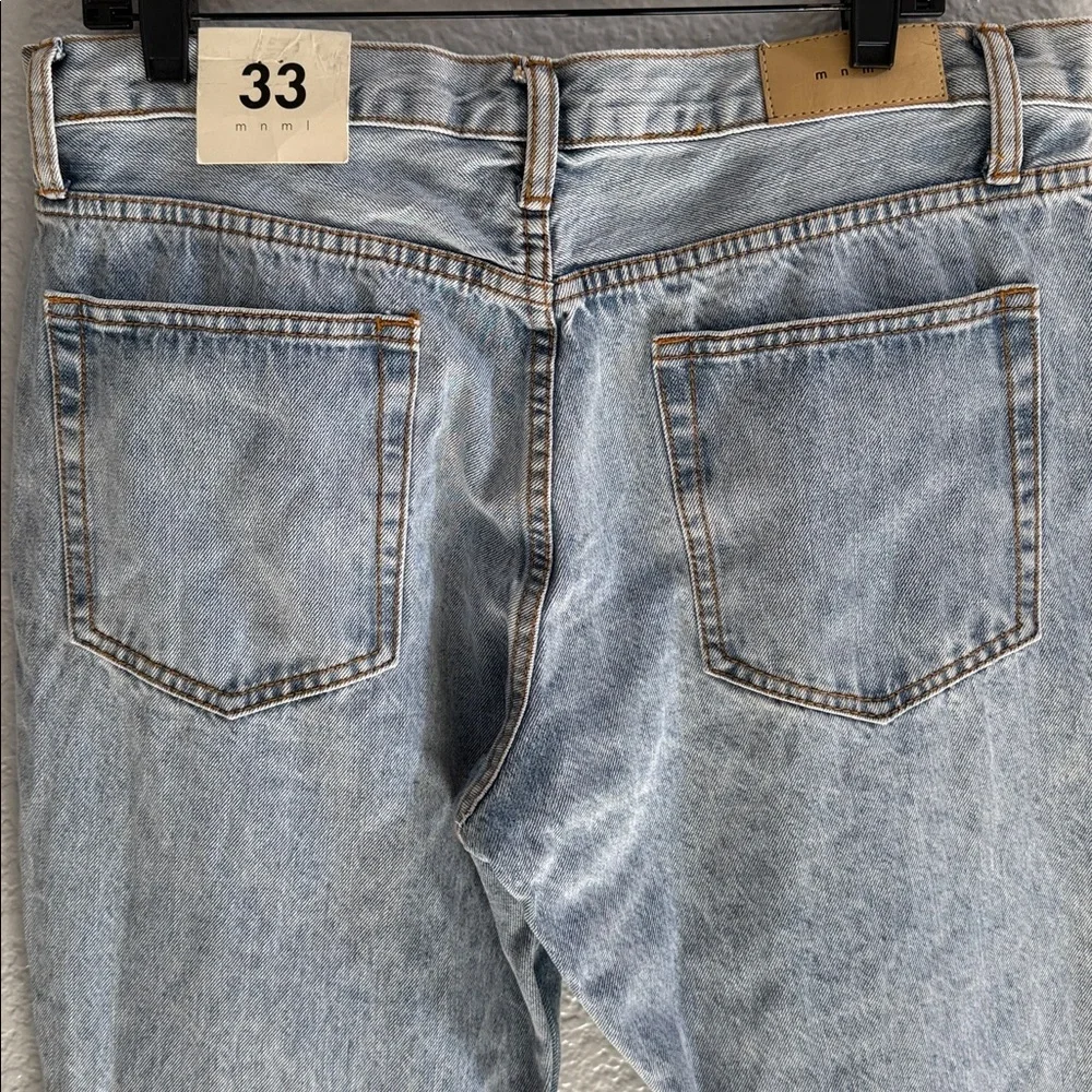 MNML Men Distressed Kick Flare Grunge Streetwear Denim Jeans Size 33x34